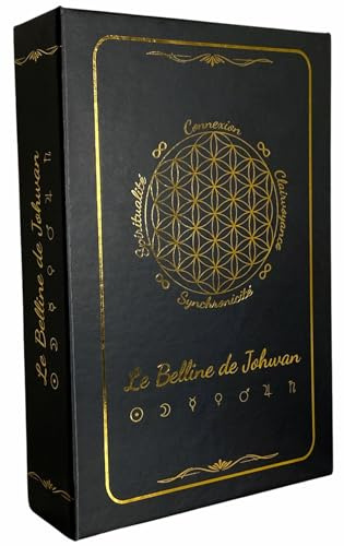 Le Belline de Johwan - 53 Cartes Oracle Divinatoire Gold Prestige | Tranche Dorée, Boîte Aimantée, Pochon Fleur de Vie, Cartomancie Français