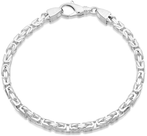 Tony Fein Königsarmband 3mm 925er Silber Massiv Gestempelt Hochglanzpoliert Diamantiert für Damen und Herren Made In Italy
