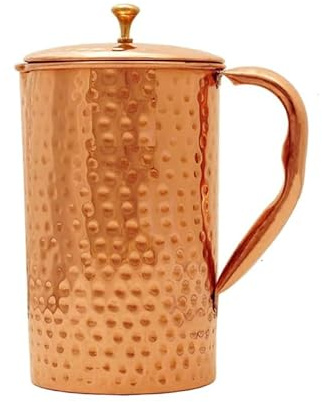 Brocca in puro rame ayurvedico brocca per acqua in rame puro (99,84%) brocca per benefici per la salute | per benefici per la salute ayurvedica - 2000 ml
