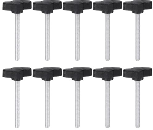 QUARKZMAN 10 Stück Rändelschrauben mit T Flügelknöpfe M5 x 50mm Kunststoff T-Kopf Klemmschraube Flügelschraube Haltegriffe 27mm Klemmknopf Daumenschraube Spannschraube Handknauf für Maschine