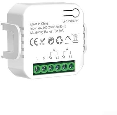 Moniteur d'énergie intelligent - Moniteur d'énergie WiFi 2 voies - Avec 2 pinces - Moniteur d'utilisation de l'électricité WiFi 80 A - Monophasé (compteur d'électricité 2 voies + CT)