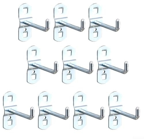Getdoublerich Enhance Your Workspace with 10 Slanted Perforated Wall Hooks, 50mm Size
