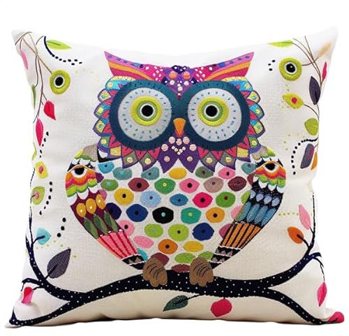 kitphoenix Kreuzstichkissen,Stickset für Kreuzstichkissen,Stickset Anfänger Eule Bastelsets für Erwachsene,Stickkissen, Anfänger, Handstickerei-DIY 40x40cm
