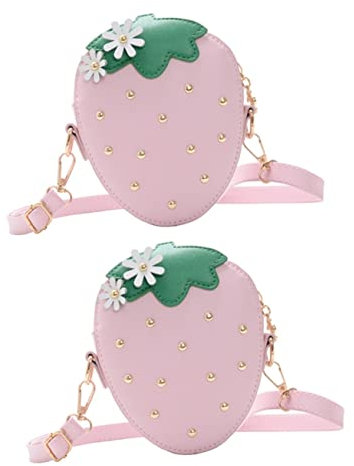WRITWAA 2 STK Erdbeer-kuriertasche Geldbörsen Für Kinder Lustige Geldbörse Süße Erdbeere Geldbörse Mädchenhandtasche Kinder Geldbörse Kindertasche Kindergeldbörse Geldbeutel Pu Rosa