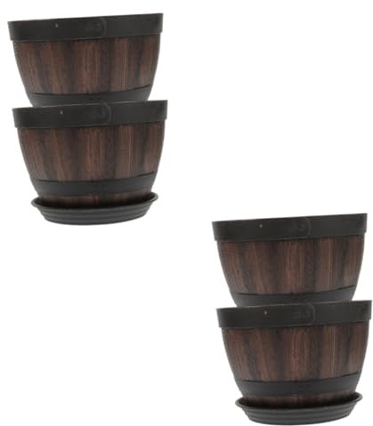 OFFSCH 4 Sätze Imitation Fass Blumentopf Vintage saftige Töpfe Zimmertöpfe für Pflanzen blumenbank Blumentöpfe für Zimmerpflanzen Pflanztopf saftige Blumentöpfe Gartentopf