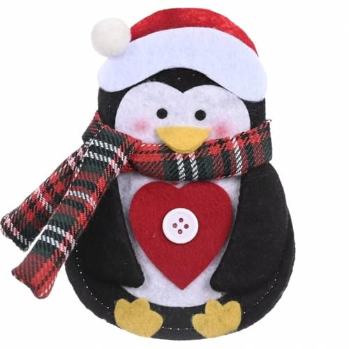 Plancholo Bestecktasche mit niedlichem Pinguin, Besteckhalter, Messer, Gabel, Tasche, Tasche für Weihnachten, Party, Abendessen, Tischzubehör, 4 Stück