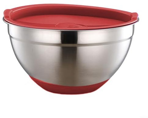 HEIBTENY Ensaladera contemporánea de acero inoxidable con innovadora base antideslizante diseñada para uso diario en la cocina (30 cm)