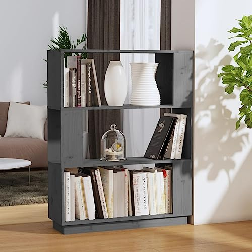 Generisch Bücherregal/Raumteiler Grau 80x25x101 cm Massivholz Kiefer,jiangboyue-814056