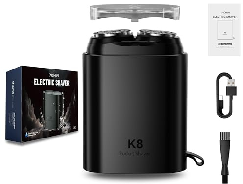 ENCHEN Mini rasoio elettrico da uomo, portatile, magnetico, a doppia testa, con tasca rotante, rasoio elettrico per viso, IPX7, impermeabile, bagnato e asciutto, ricaricabile USB-C, per casa, auto