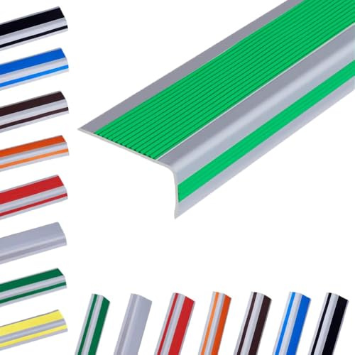 Rutschfester Stufenkantenschutz, Treppenkantenband, Anti-Rutsch-Treppenkantenschutz, Vinyl-Treppenkantenleiste, Innentreppenkantenverkleidung, selbstklebende Treppenkante für Stufenecken (grün, 100 m