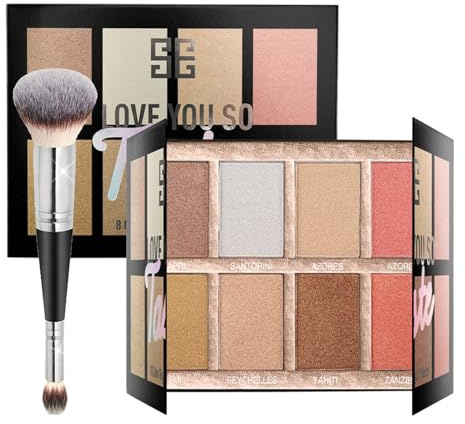 Palette Correttori Colorati, MKNZOME 8 Colori Contouring Viso Blush Highlighter Correttore Occhiaie e Pennelli Trucco Palette Contouring Impermeabili a Lunga Durata Trucchi Regalo per Donne Ragazze