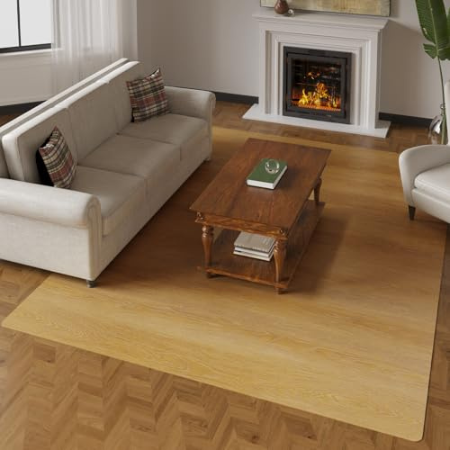 SALLOUS Area Mat for Living Room, 5' x 6'6 Plastic Floor Mat for Home, Waterproof Vinyl Area Rug for Dining Room, Kitchen, Bedroom, Non-Slip Hard Floor Protector for Home Office (Wood Grain)