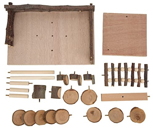 Gavigain Hamster Playground, Bois de Pommier et Bois de Bouleau, système d'escalade interactif, soulagement du Stress, Robuste et mâcher, pour Les Petits Animaux de Compagnie