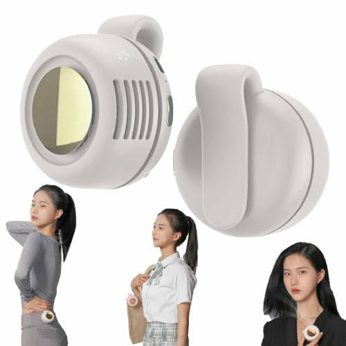 Ventilateur De Bureau Petit Avec Pince,Mini Ventilateur Pince Usb Pour Ceinture Tshirt Taille,Ventilo Cou Portable à Clipser à Piles,Sans Pales,Silencieux,3 Vitesses,Pour Maison,Table,Bureau (Blanc)