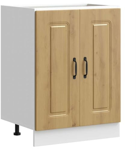 Tomostar Meuble Cuisine sous-évier, Meuble Bas pour évier Armoire de Cuisine Kalmar chêne Artisanal Bois d'ingénierie 60 x 46 x 81,5 cm