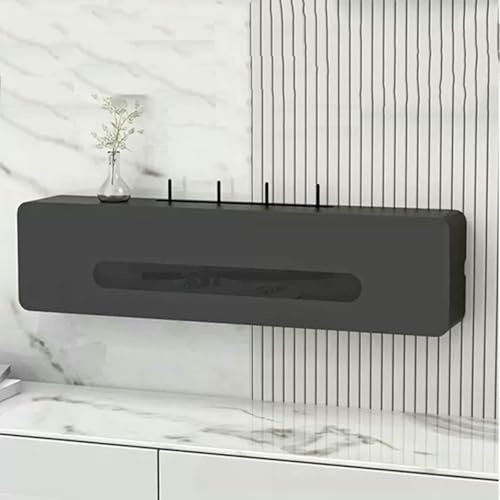 LASDERTV Wall Mounted Wireless WiFi Router Shelf - Solid Wood Storage Box For Cord Management, Router Organizer, And Hiding Clutter - Easy Installation And Stylish Design