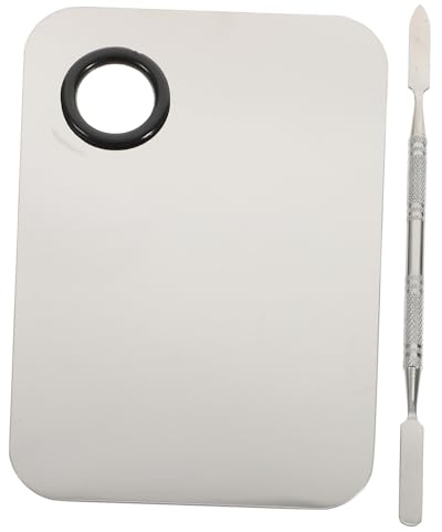 COMPUKAS Stainless Steel Makeup Spatula Tools Tray for Mixing Make with Spatula Mixer Silver Easy to Clean Easy to Mix for Professional and Home Use