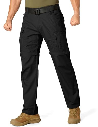 Jessie Kidden Men's Flex Stretch Convertible Tactical Pants Water Resistant Ripstop Cargo Pants BDU Outdoor Work Hiking (9930 Black 34)