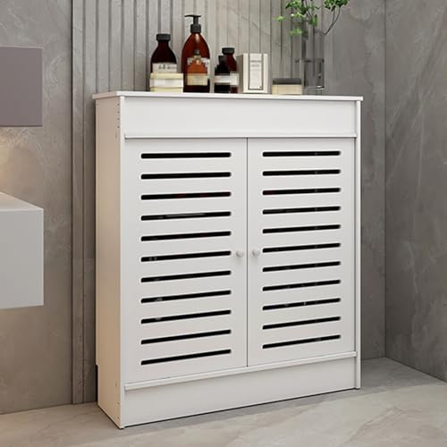 JINGSHIQIAOPL Weiße Dekorative Heizkörperverkleidung, Moderner Heizung Verkleidung mit 2 Türen und Ablage, Heizungsregal, PVC Heizkörperregal für Schlafzimmer, Wohnzimmer, Flur(100x80x20cm/40x32x8in)