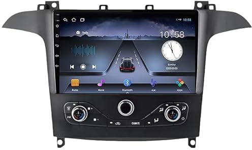 LINGLW Android 15 Doppel Din Autoradio Passt 9 Zoll-Touchscreen für Ford S Max S-MAX 2006-2015 mit WLAN Carplay/Android Auto GPS-Navigation und Bluetooth,4 Core WiFi 2G+32G