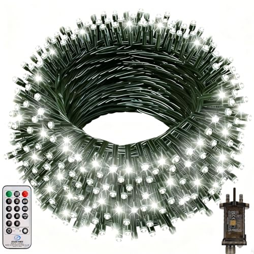Fairy Lights Plug in, 60M 530LED Outdoor String Light Mains Powered, Waterproof Cool White Garden Light Green Wire with Remote/8 Modes/Timer, Ideal for Indoor Outdoor Party, Garden, Wedding Xmas Decor