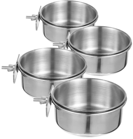 BAZEITFLOW Mangeoire Oiseaux Acier Inoxydable Anti-mâchouillage 10 Cm pour Cage Petite Taille Usage Polyvalent Perroquets et Petits Oiseaux