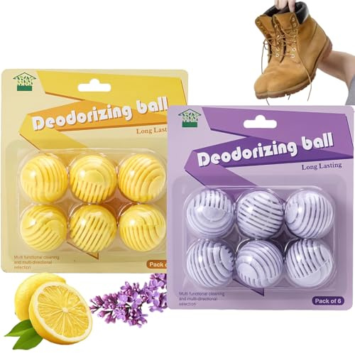 2PCS Shoe Deodorizer Balls,Shoe Odour Eliminator & Air Freshener,Reusable Foot Deodorant for Football Shoes,Absorbs Moisture & Keeps Fresh,Shoe Air Freshener,Ball Deodorant Mens,Shoe Smell Remover