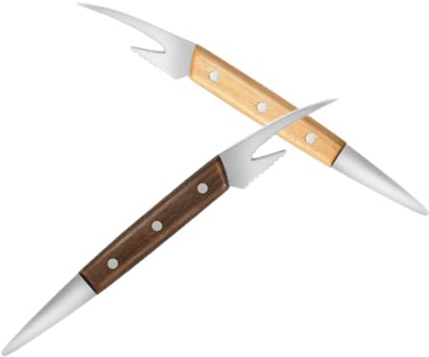 Toyvian 2 pièces Outil Éplucheur Crevettes Inoxydable Nettoyeur Ligne Crevettes Pratique avec Manche Bois pour Déveinage Rapide et Cuisine Facile