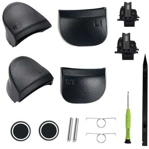 Thumbsticks Joysticks Analogiques pour PlayStation 5 DualSense, Pièces de Remplacement Complet pour PS5 DualSense L1 R1 L2 R2 Boutons de Déclenchement, Boutons de Poignées et De D-Pad & Déclencheurs