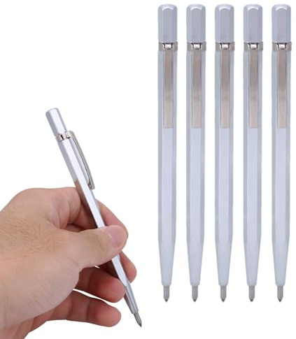 5 PCS Ergonomic Grip Scriber Pen, Diamond Scriber Pen Tungsten Carbide Tip | Pocket Clip Marking Scribing Tool, Hard Tip Carving Pen for DIY Crafts Machinist Workshop Use