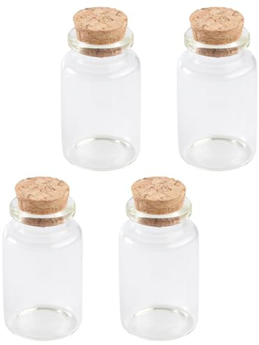 DIYEAH 4 Pièces Lot de Mini Fioles Verre avec Bouchon Liège Petites Bouteilles Hermétiques Réutilisables pour DIY Décoration Messages Cadeaux de Mariage et Organisation Artisanat