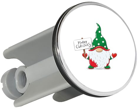 Huuraa Waschbeckenstöpsel Wichtel Merry Christmas Geschenk | Universal Stopfen 4cm höhenverstellbar Abflussstopfen Geschenkidee Stöpsel mit Motiv für das Waschbecken
