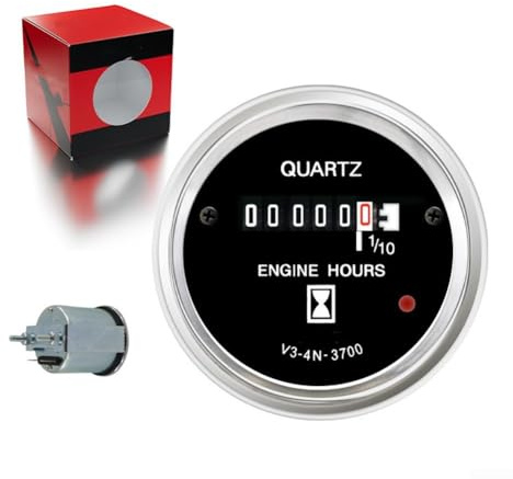 Allthingstore Digital Hour Meter 040948 Chronograph for Veethree Model 4N3700 52mm AC/DC 6V 80V IP65 Rated Timer for Precise Tracking of Running Hours on Vehicles and Equipment