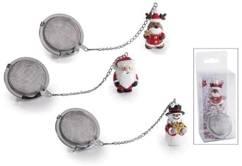 Ensemble d'Infuseurs à Thé de Noël, Boule à Thé en Acier Inoxydable avec Figurines Décoratives, Chaîne de 19 cm, Père Noël, Renne, Bonhomme de Neige, Boîte Cadeau Incluse