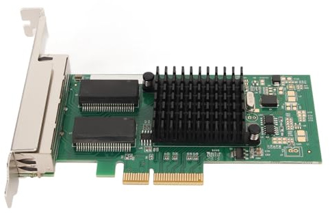 BONKZEBU Tarjeta Gigabit Ethernet Tarjeta de Red RJ45 de 4 Puertos con Soporte, Transmisión de 1000Mbps PCI Express 2.0 para Servidores Server 2003/2008