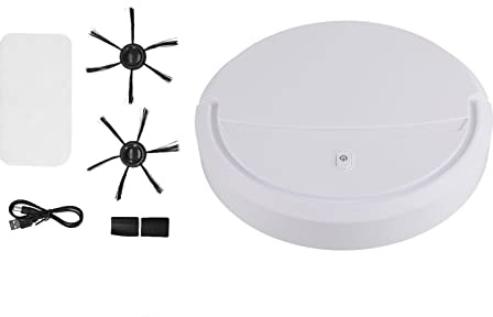 EOJDDPA Smart Sweeper Mini Spazzatrice Robot aspirapolvere Automatico 3 in 1 Aspirazione per uso domestico Pavimenti in legno Piastrelle 30,2x31x7 cm 1123 g (Bianca)