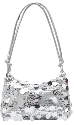OMJMYY Clutch Glitzer Tasche Silber Abendtasche Damen Pailletten Handtasche Elegant Kleine Abendtasche mit Reißverschluss für Date Prom Hochzeit Party Bankett