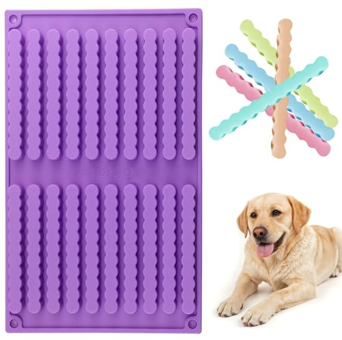 Simsky Backmatte Hundekekse, 20 Streifen Silikon Backmatten für Hundeleckerlies Wiederverwendbare Hundekekse Backform für DIY Hundeleckerlies, Hunde-Snack-Sticks, Schokolade, Kekse(26x17cm)