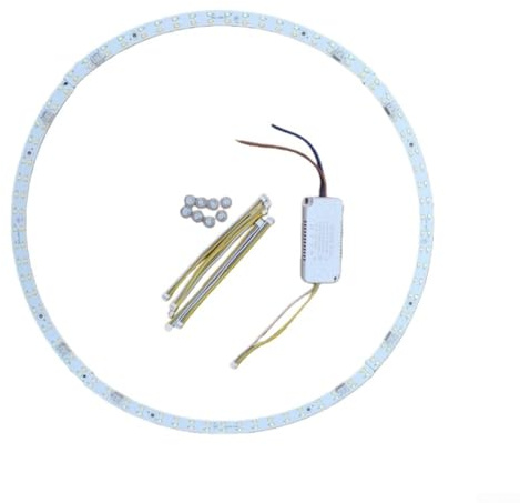 Striscia semicircolare curva a LED per ventilatore a soffitto, modulo di ricambio per montaggio su superficie con opzioni tricolore, 18 W, 27 W, 36 W, modelli disponibili (4 pezzi, 6 W x 2 + driver)