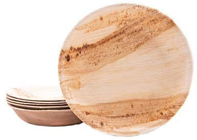 BOX And Tree | 100 piezas Vajilla Desechable Biodegradable de Hoja de Palma ø18cm | Plato 100% Biodegradable Compostable | Plato de Bambú Ideal para Postre, Ensalada