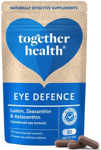 Eye Defence – Together Health – Powerful Carotenoids: Astaxanthin Zeaxanthin & Lutein – Vitamin A – Protects Against Blue Light – Vegan Friendly – Made in The UK – 30 Vegetable Capsules
