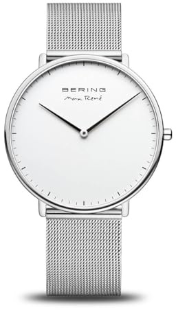 Bering Herren Quarz Uhr | Armbanduhr 38 mm Edelstahlgehäuse und Zifferblatt | Milanaisearmband | Saphierglas | 3 ATM | 15738