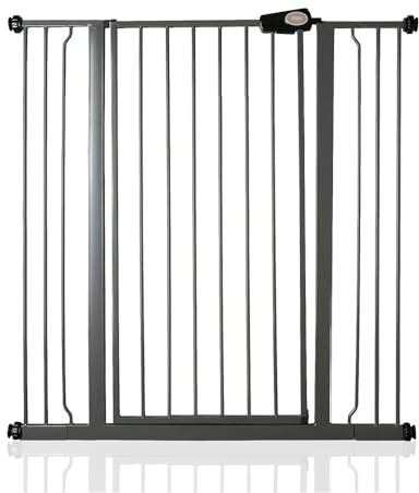 Bettacare Barn- och Husdjursgrind, 100,8 cm - 108,4 cm, Skiffergrå, Extra Hög Grind 104 cm i Höjd, Tryckmonterad Trappgrind, Barngrind och lämplig som Hundgrind eller Husdjursbarriär