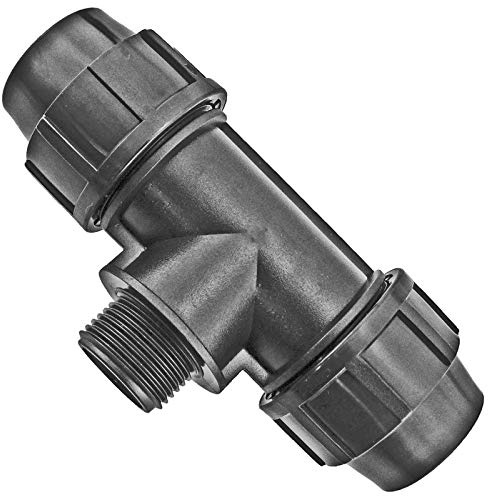 PP Fitting T-Stück mit Außengewinde Verschraubung Klemmverbinder für PE-Rohr 20-50 mm | Wunschgröße auswählen >>> 25m mm x 1 Zoll AG