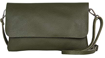 AMBRA Moda GLX11 - Borsa a tracolla da donna, in vera pelle, con tracolla rimovibile e regolabile, adatta per cellulari e tablet fino a 7 pollici,