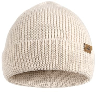 DANISH ENDURANCE Merino Mütze, Klassische Wollmütze, Warme Wintermütze, Thermo Beanie, Weich, Stretchy, Unisex, für Damen & Herren, Weiß, One Size