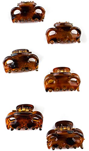 Mytoptrendz® 6 PCS Hair Claws Plastic Grip Small Clamps Bulldog Hair Clips Butterfly Clamp (Tortoiseshell-1cm)