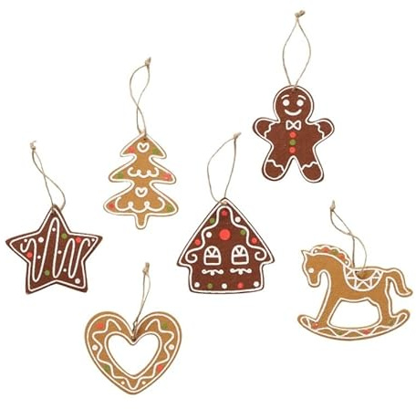 6 STK Weihnachtlichter Baumschmuck 12cm Filz Hänger Sterne Herzen Bäume b215 Weihnachten Christbaumschmuck Naturdeko Lebkuchenmann Haus Stern Herz braun Dunkelbraun Anhänger