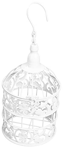Yardwe 1 Set Schmiedeeisen Deko Vogelkäfig Blumendeko Vintage Wohndeko Hochzeit Tischdeko Kleiner Metall Vogelkäfig Nymphensittichkäfig Decoractive Kerze Laterne Vitrinendekoration Weiß