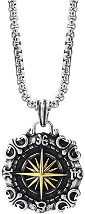 YAHOYA Vintage Viking Style Nautique Boussole Ancre Pendentif Collier Mode Homme Tendance Banquet Party Bijoux Cadeaux